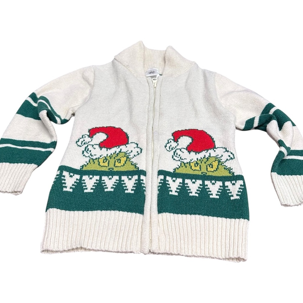 The Grinch kids 3T Dr.â Seuss Christmas Cardigan ugly festive holiday Sweater